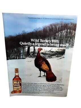 1984 Wild Turkey Whiskey Ad Full Page Turkey Bird Snow Scene Vintage
